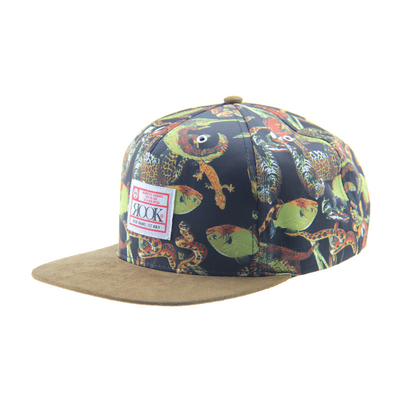 کمپ چاپ سفارشی Snapback 5 پانل کلاه با ویزور سوئید / بند چرم
