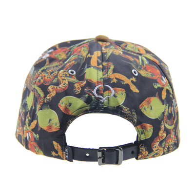 کمپ چاپ سفارشی Snapback 5 پانل کلاه با ویزور سوئید / بند چرم